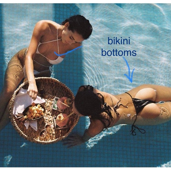 Sommer Swim Medium black bikini set strapless bandeau knot side tie string - Picture 6 of 12